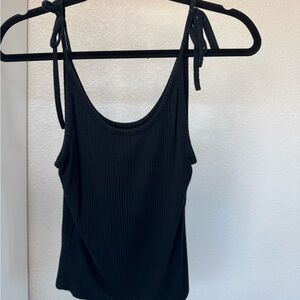 Elegant Black Ribbed Women's Top